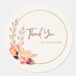 Pegatina Redonda Floral 'Thank you' stickers 