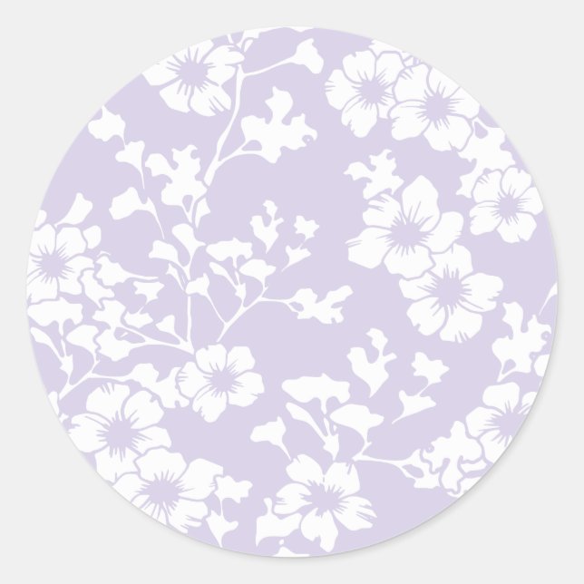 Pegatina Redonda Floral Trellis - Dusty Lavender (Anverso)