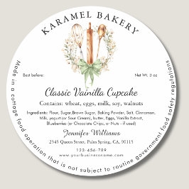 Pegatina Redonda Floral Utensils Cottage Law Food Label Packaging