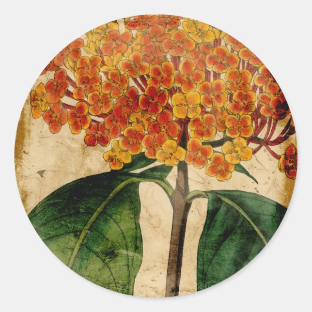 Pegatina Redonda Floral vibrante I (Anverso)