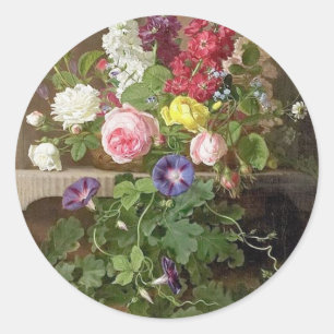 Pegatina Redonda floral vintage