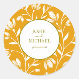 Pegatina Redonda Floral Wedding Sticker