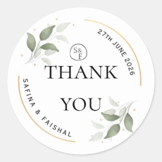Pegatina Redonda Floral Wedding Thank You Gift Round Sticker