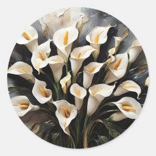Pegatina Redonda Floral White Calla Lily