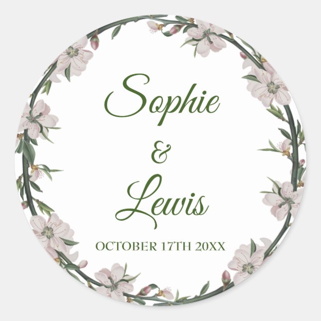Pegatina Redonda Floral Wreath (Anverso)