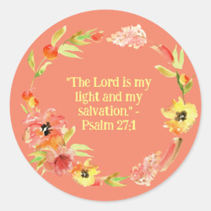 Pegatina Redonda Floral Wreath Fe Inspiradora y Aliento