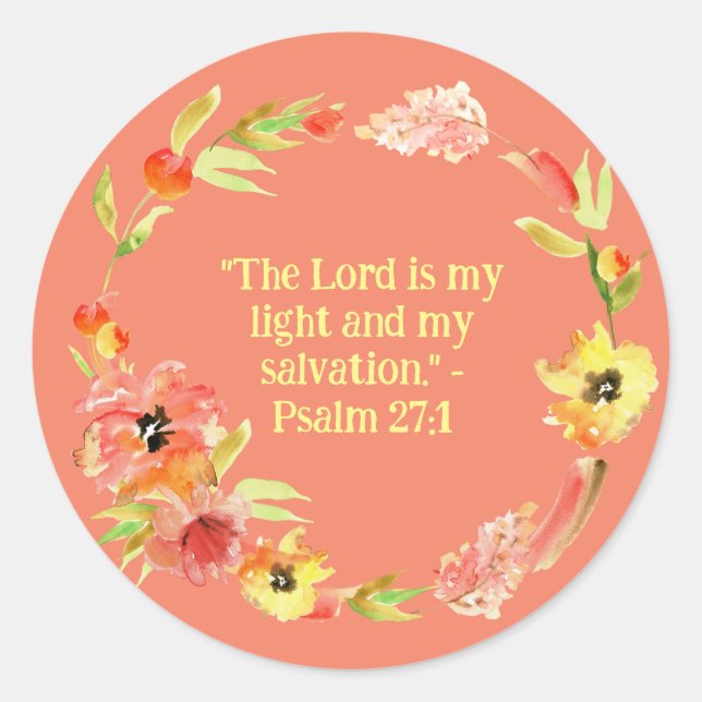 Pegatina Redonda Floral Wreath Fe Inspiradora y Aliento (Anverso)