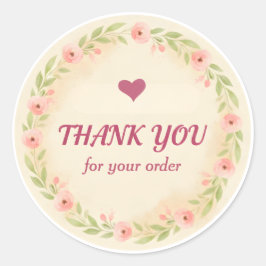 Pegatina Redonda Floral Wreath Thank You Business Sticker