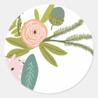 Pegatina Redonda Floral y fauna