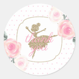 Pegatina Redonda Floral y Gold Ballerina gracias a favor