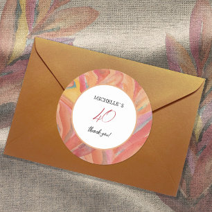 Pegatina Redonda Florales artísticas Florales Pastel acuarela