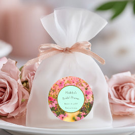 Pegatina Redonda Florales de pradera para despedida de soltera o ev