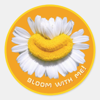 Pegatina Redonda "¡florece conmigo!" Charmomilla Sonrisas Naranja