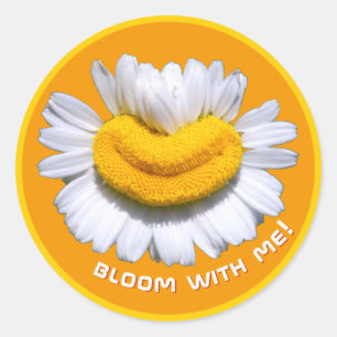 Pegatina Redonda "¡florece conmigo!" Charmomilla Sonrisas Naranja