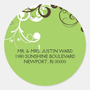 Pegatina Redonda florecer; dirección verde