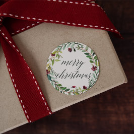 Pegatina Redonda Florecimiento del invierno | Feliz Navidad