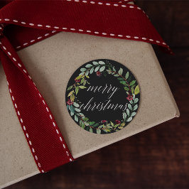 Pegatina Redonda Florecimiento del invierno | Feliz Navidad