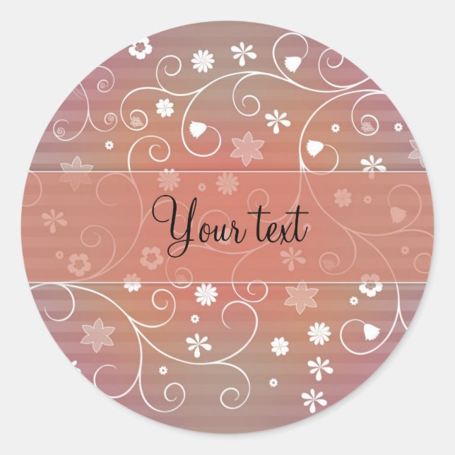 Pegatina Redonda Florecimiento romántico (Anverso)