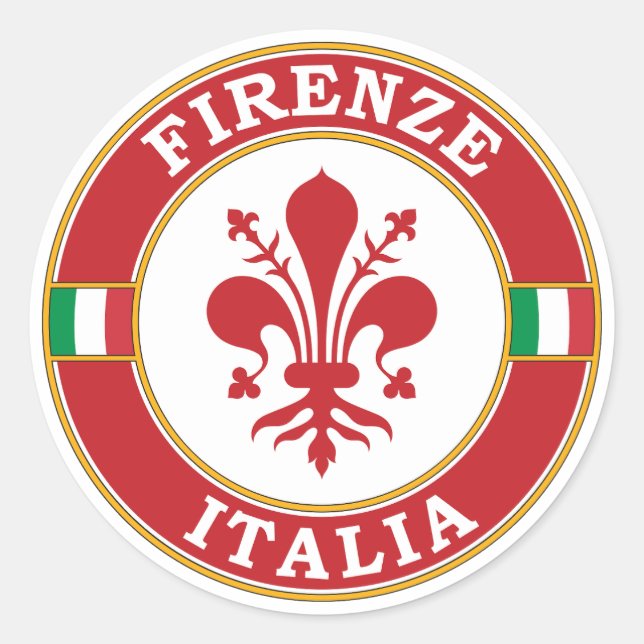 Pegatina Redonda Florence Italy Circle Emblem (Anverso)