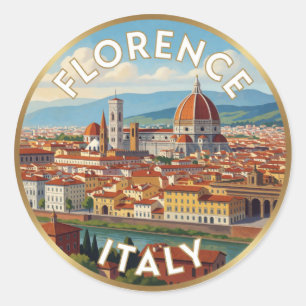 Pegatina Redonda Florencia Italia Toscana Escena de Viaje ☀️