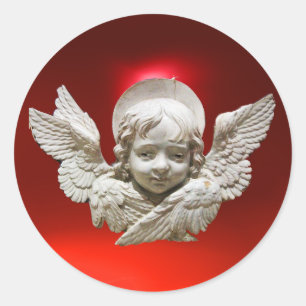 Pegatina Redonda FLORENTINE RENAISSANCE ANGEL Navidades blancos roj