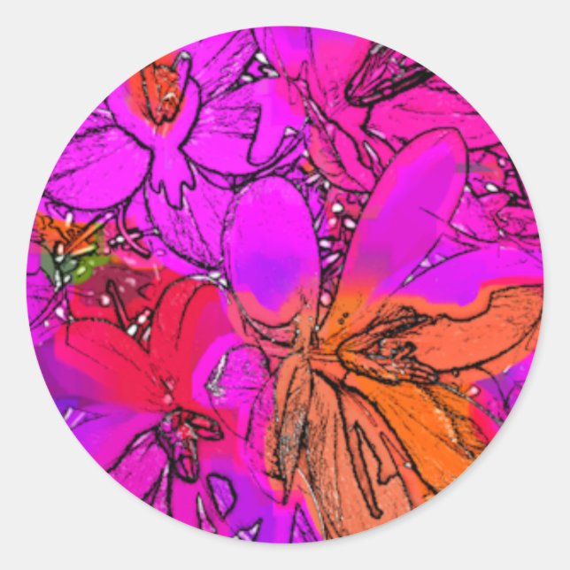 PEGATINA REDONDA FLORES (Anverso)