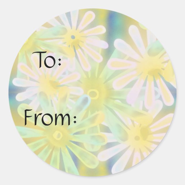 Pegatina Redonda flores (Anverso)