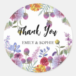 Pegatina Redonda Flores acuarelas personalizadas