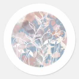Pegatina Redonda Flores acuáticas blancas