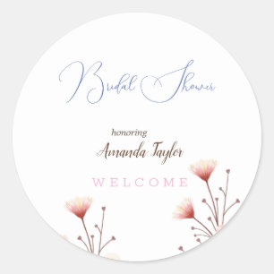 Pegatina Redonda Flores acuáticas Ducha nupcial mínima