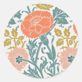 Pegatina Redonda Flores, arte gráfico vintage