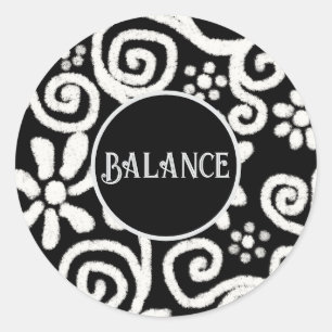 Pegatina Redonda Flores blancas negras y negras personalizadas