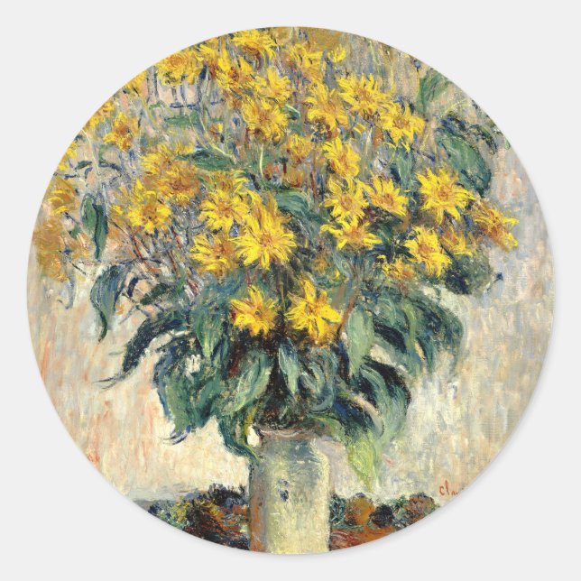 Pegatina Redonda Flores Claude Monet Jerusalem Artichoke 1880 (Anverso)