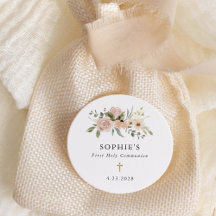 Flores de acuarela neutra simples Primera Comunión