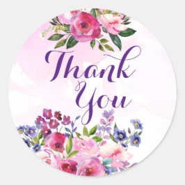 Pegatina Redonda Flores de agradecimiento Stickers