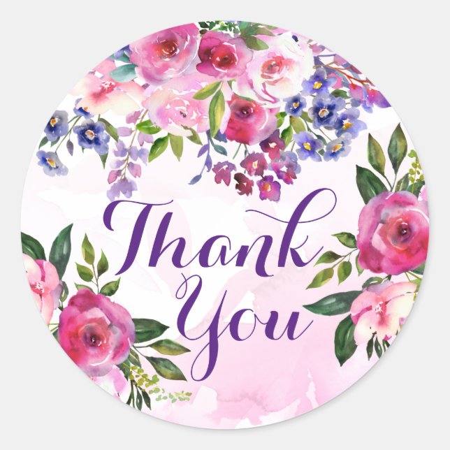 Pegatina Redonda Flores de agradecimiento Stickers (Anverso)
