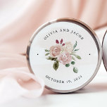 Pegatina Redonda Flores de agua neutra Boho simples | BODA<br><div class="desc">Estos pegatinas caseros,  sencillos y elegantes,  cuentan con un bonito ramo rústico de flores acuáticas y vegetación en tonos neutros de terracota de melocotón y marfil,  sobre un fondo blanco con un sutil salpicón de color de color azul.</div>