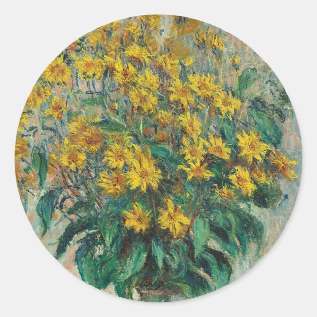 Pegatina Redonda Flores de aguaturma de Claude Monet (Anverso)