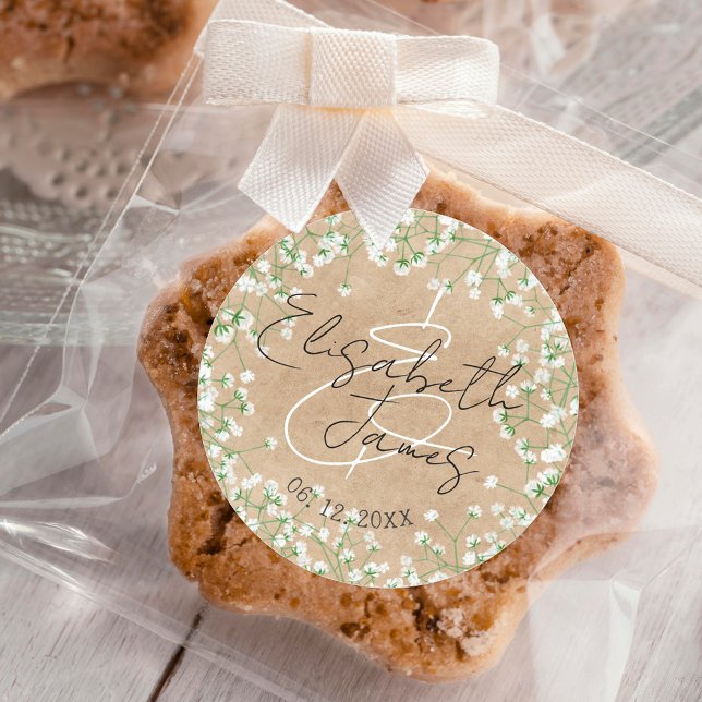 Pegatina Redonda Flores de aliento del bebé adoran a Boda de granja (Subido por el creador)