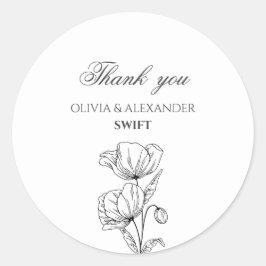 Pegatina Redonda Flores de amapola pegatinas de boda elegantes y si