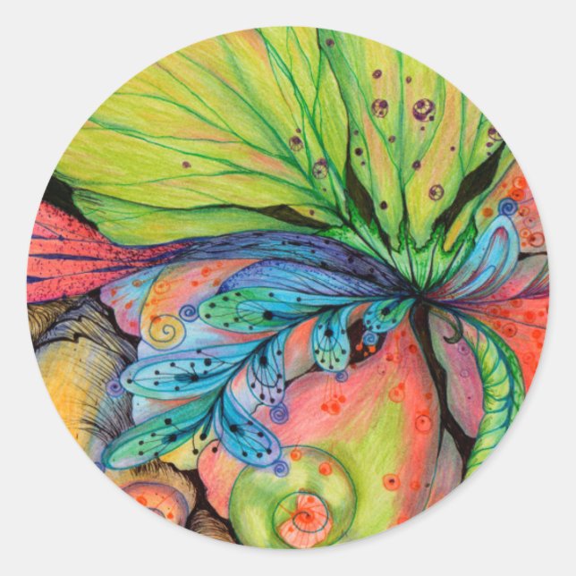 Pegatina Redonda Flores de amor (Anverso)