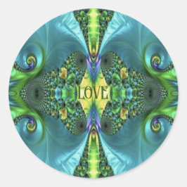 Pegatina Redonda Flores de amor Trippy Batik Art