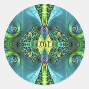 Pegatina Redonda Flores de amor Trippy Batik Art