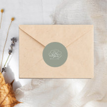 Flores de arte de línea Boda verde sabio