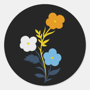 Pegatina Redonda Flores de bandera asexual románticas sutiles