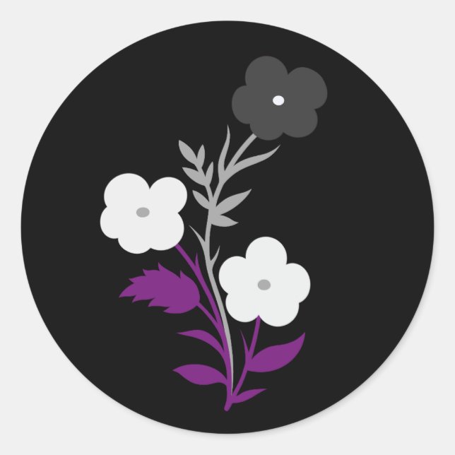 Pegatina Redonda Flores de bandera asexuales sutiles (Anverso)