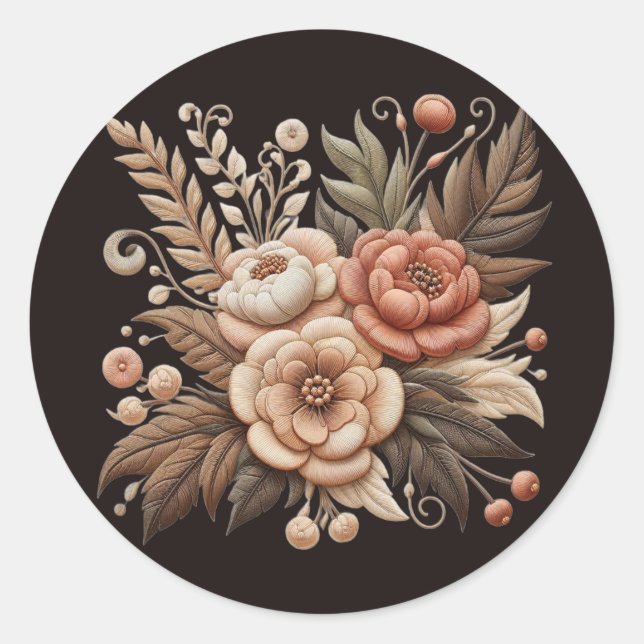Pegatina Redonda Flores de bodas occidentales en el país (Anverso)