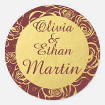 Flores de Borgoña y Relieve metalizado dorado