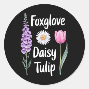 Pegatina Redonda Flores de camisas antitrump sutiles y florales-fox