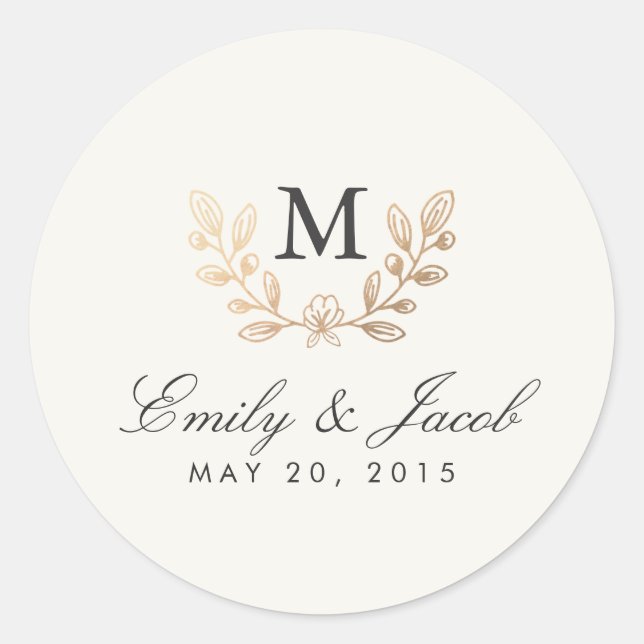 Pegatina Redonda Flores de cosecha (Anverso)